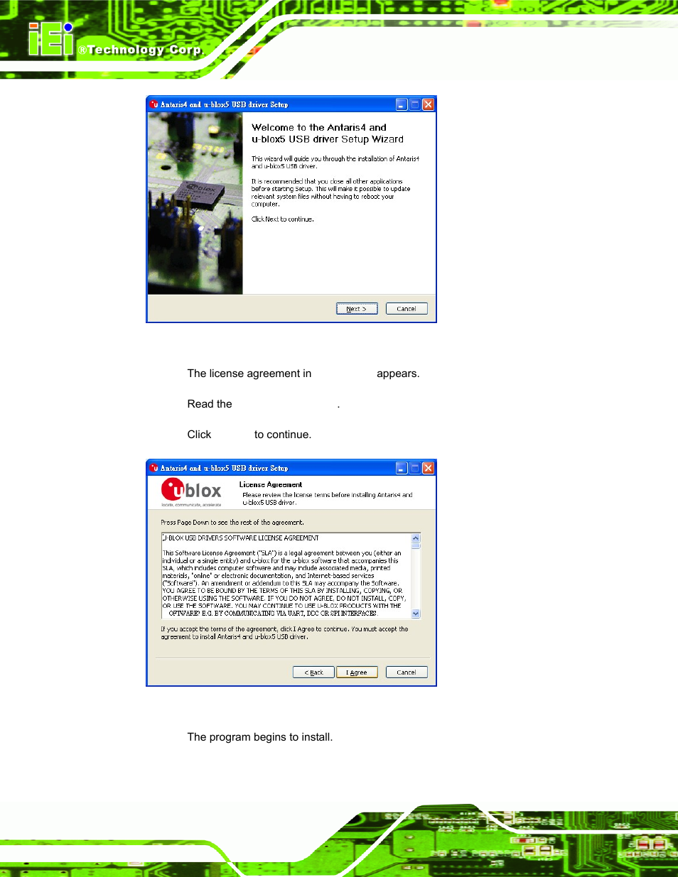 Figure 5-31: gps driver welcome screen, Figure 5-32: gps driver choose install location | IEI Integration UPC-V312-D525 v1.02 User Manual | Page 114 / 176