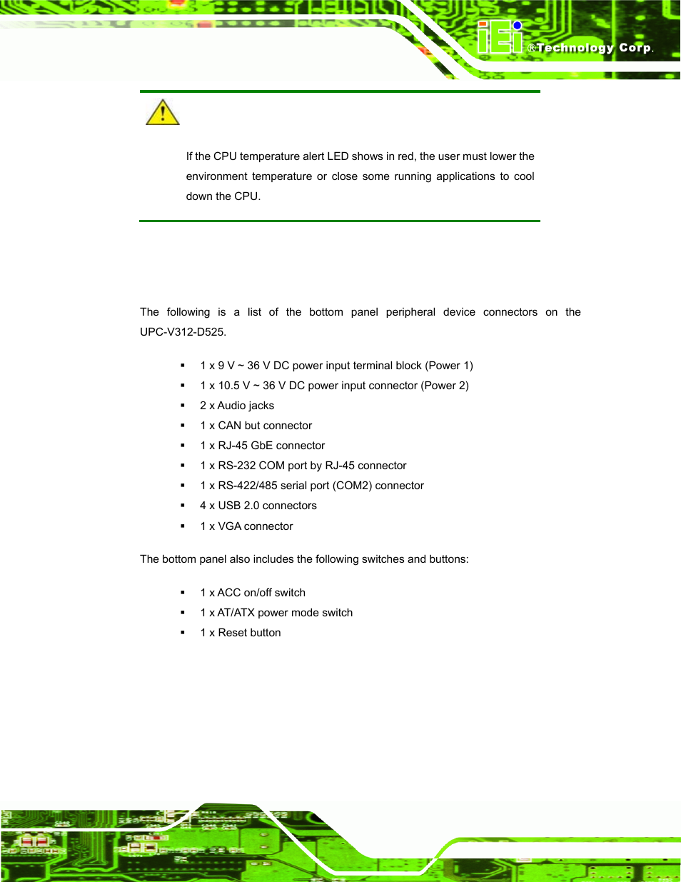 2 bottom panel | IEI Integration UPC-V312-D525 v1.02 User Manual | Page 21 / 176