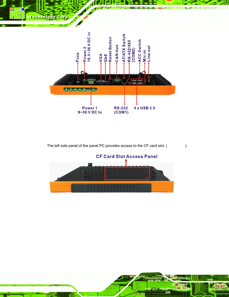 3 left side panel, Figure 1-4: bottom view, Figure 1-5: left side view | IEI Integration UPC-V312-D525 v1.02 User Manual | Page 22 / 176