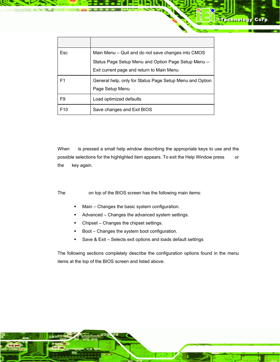3 getting help, 4 bios menu bar, Table 4-1: bios navigation keys | IEI Integration UPC-V312-D525 v1.02 User Manual | Page 67 / 176