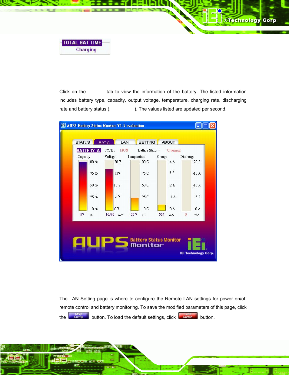 3 battery information, 4 lan setting | IEI Integration UPC-12AH_GM45 v2.00 User Manual | Page 117 / 144