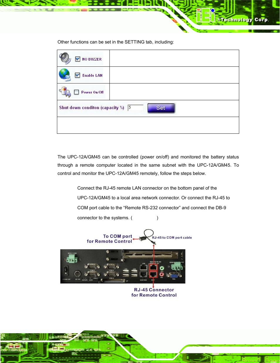 3 remote control and monitoring | IEI Integration UPC-12AH_GM45 v2.00 User Manual | Page 121 / 144