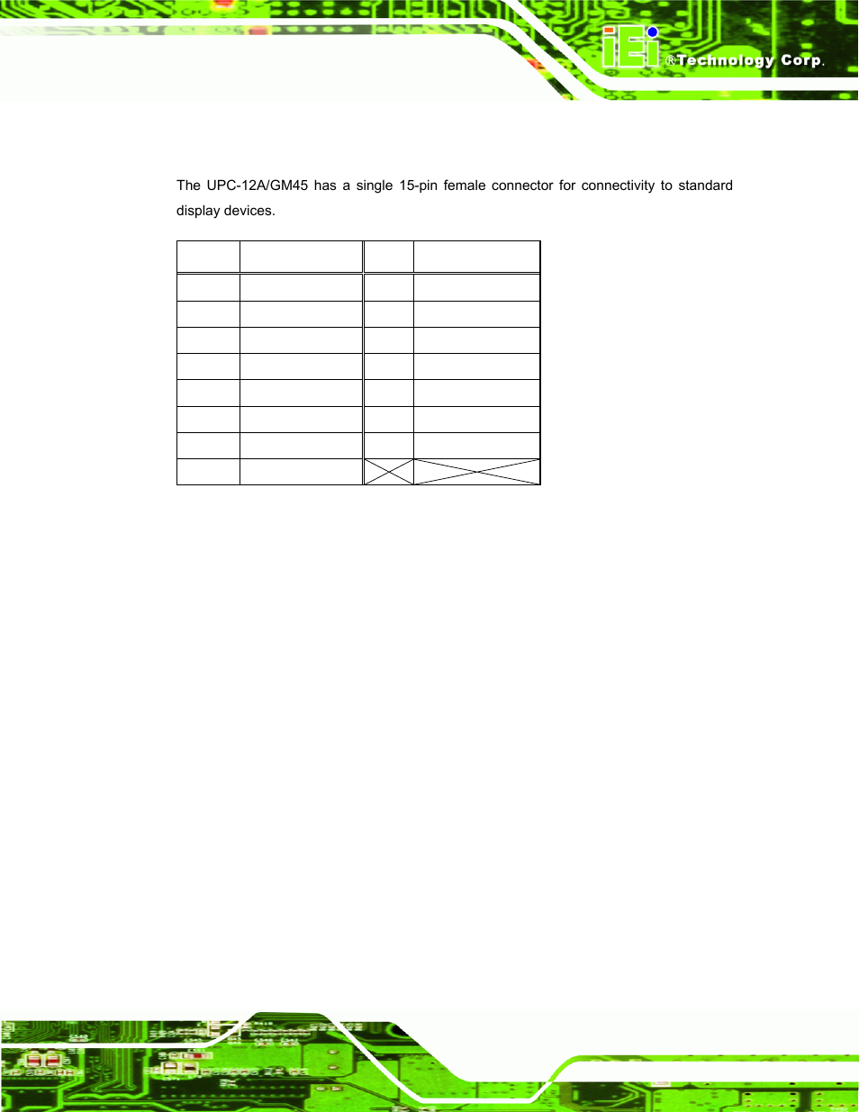 A.6 vga connector | IEI Integration UPC-12AH_GM45 v2.00 User Manual | Page 129 / 144