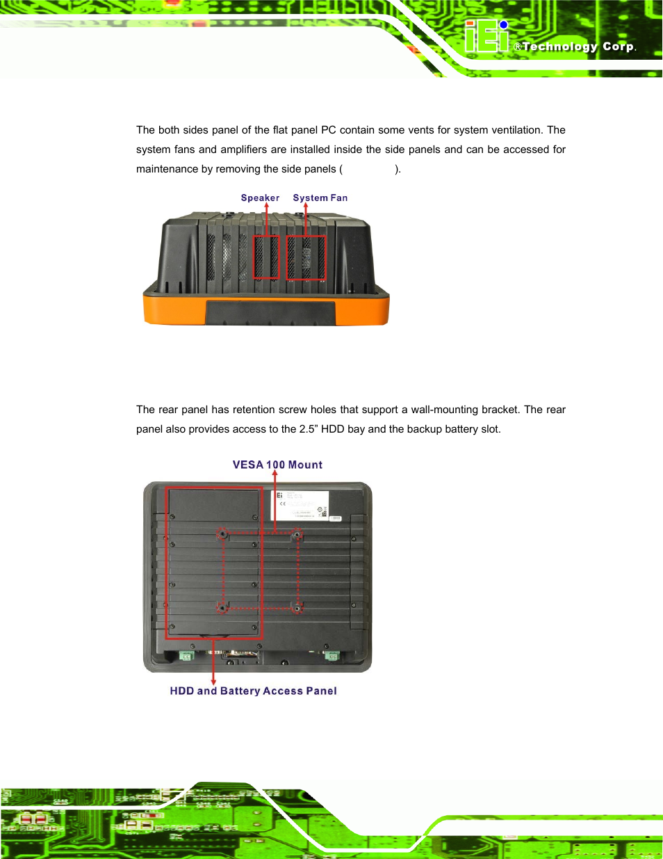 3 side panels, 4 rear panel | IEI Integration UPC-12AH_GM45 v2.00 User Manual | Page 19 / 144