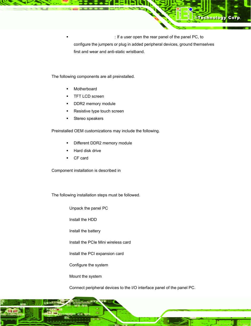 3 preinstalled components, 4 installation and configuration steps | IEI Integration UPC-12AH_GM45 v2.00 User Manual | Page 45 / 144