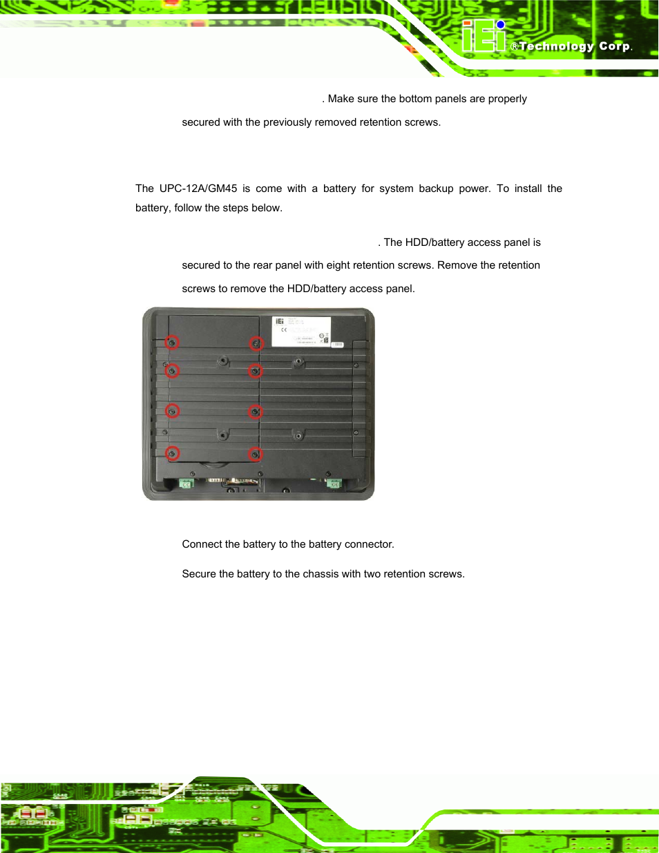 7 battery installation | IEI Integration UPC-12AH_GM45 v2.00 User Manual | Page 49 / 144