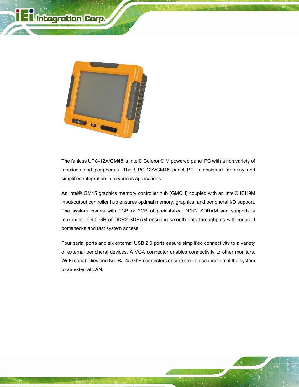 1 upc-12a/gm45 panel pc overview | IEI Integration UPC-12A_GM45 v2.10 User Manual | Page 14 / 145