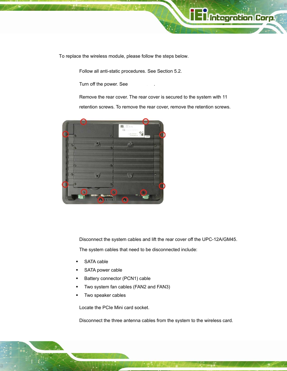 3 wireless module replacement | IEI Integration UPC-12A_GM45 v2.10 User Manual | Page 71 / 145
