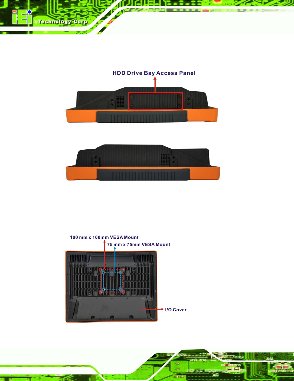 3 side panels, 4 rear panel, Figure 1-5: left side view | Figure 1-6: right side view, Figure 1-7: rear view | IEI Integration UPC-V315-NM70 User Manual | Page 19 / 148