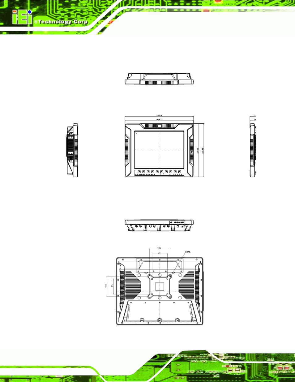 5 dimensions, Imensions, Figure 1-9: upc-v315-nm70 dimensions (mm) | IEI Integration UPC-V315-NM70 User Manual | Page 21 / 148