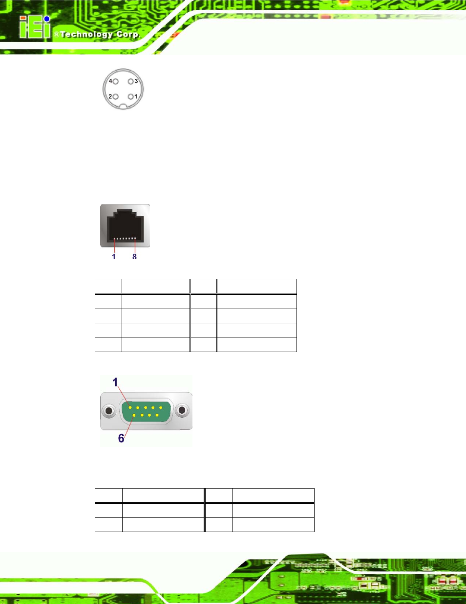 10 rj-45 rs-232 serial port, Figure 3-26: power input connector, Figure 3-28: db-9 connector pinout location | Table 3-4: rj-45 rs-232 serial port pinouts | IEI Integration UPC-V315-NM70 User Manual | Page 47 / 148