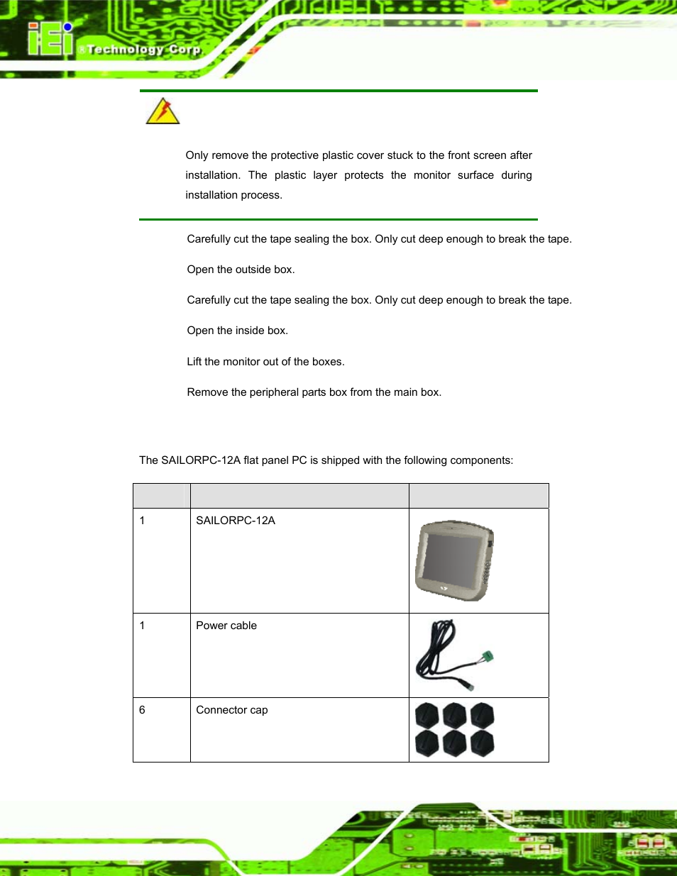 2 packing list, Acking | IEI Integration S12A v1.12 User Manual | Page 20 / 110