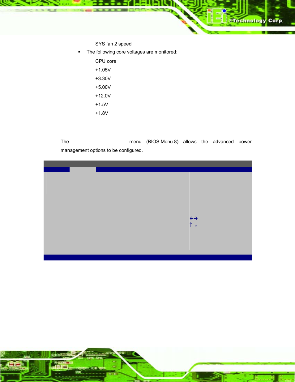 5 power configuration, Bios menu 8: apm configuration | IEI Integration S12A v1.12 User Manual | Page 59 / 110