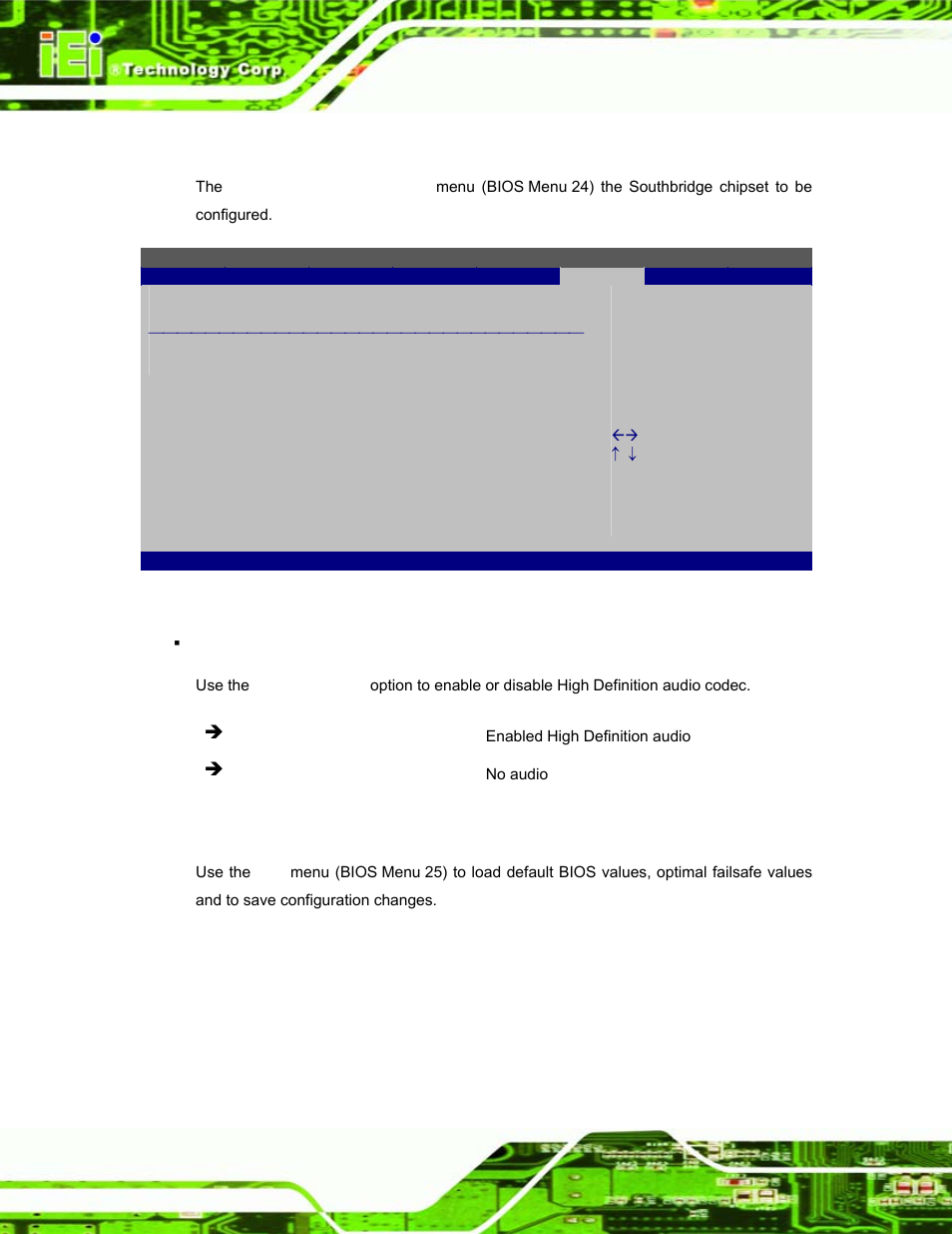 2 southbridge configuration, 8 exit, Bios menu 24:southbridge chipset configuration | IEI Integration S12A v1.12 User Manual | Page 84 / 110