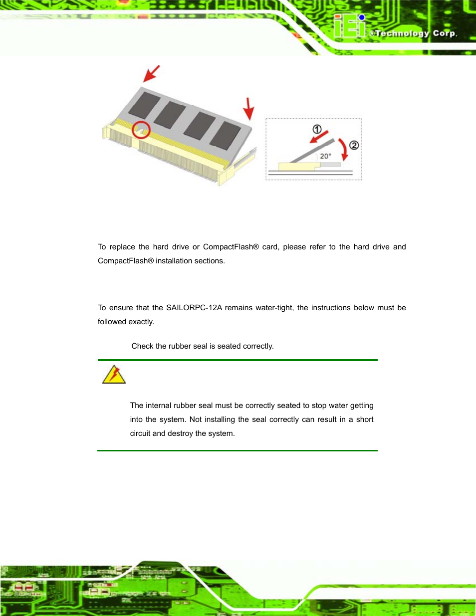 5 hard drive and compactflash® replacement, 6 cover replacement, Rive and | Ompact, Lash, Eplacement, Over, Figure 6-2: ddr so-dimm module installation | IEI Integration S12A v1.12 User Manual | Page 89 / 110