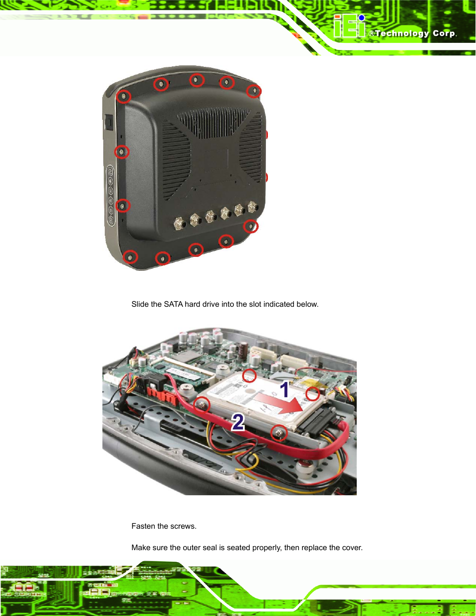 Figure 3-2: aluminum back cover retention screws, Figure 3-3: hdd installation | IEI Integration S12A v3.00 User Manual | Page 25 / 118