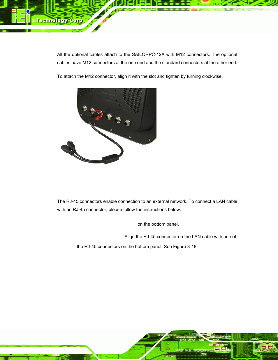 1 m12 connection, 2 lan connection cable, Figure 3-17: m12 connector | IEI Integration S12A v3.00 User Manual | Page 38 / 118