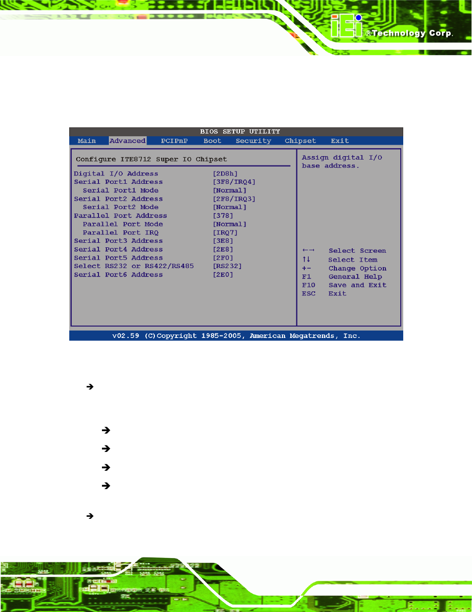 4 super io configuration, Bios menu 7: super io configuration | IEI Integration PPC-5xxx-9455 v1.10 User Manual | Page 103 / 198