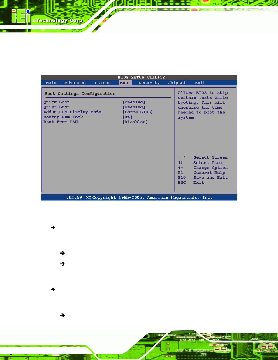 1 boot settings configuration, Bios menu 17: boot settings configuration | IEI Integration PPC-5xxx-9455 v1.10 User Manual | Page 128 / 198