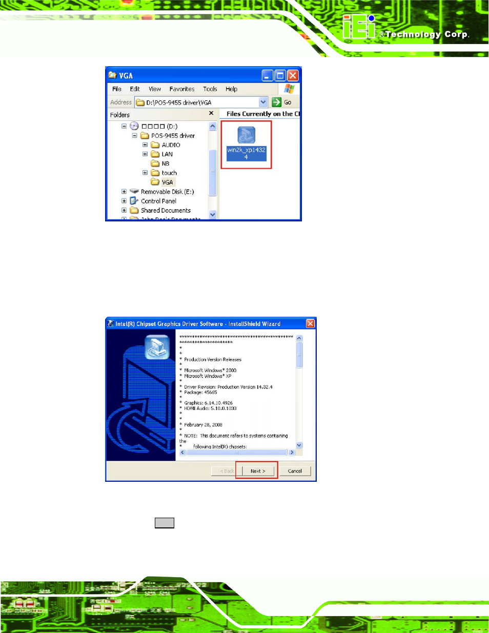 Figure 6-7: graphics setup icon, Figure 6-8: vga driver | IEI Integration PPC-5xxx-9455 v1.10 User Manual | Page 147 / 198