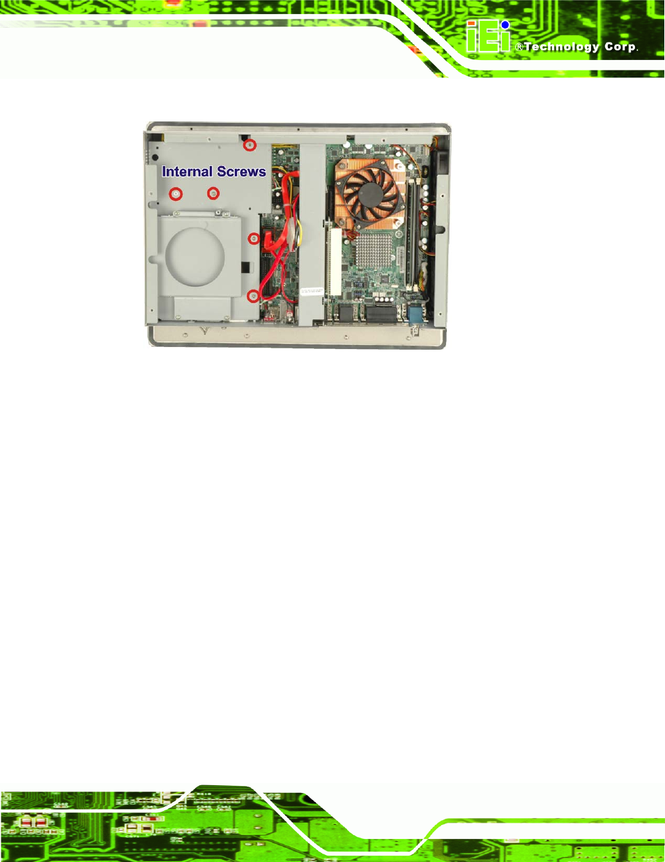 6 psu module replacement, 1 remove the old psu, Odule | Eplacement, Figure 7-5: internal elevated platform screws | IEI Integration PPC-5xxx-9455 v1.10 User Manual | Page 167 / 198