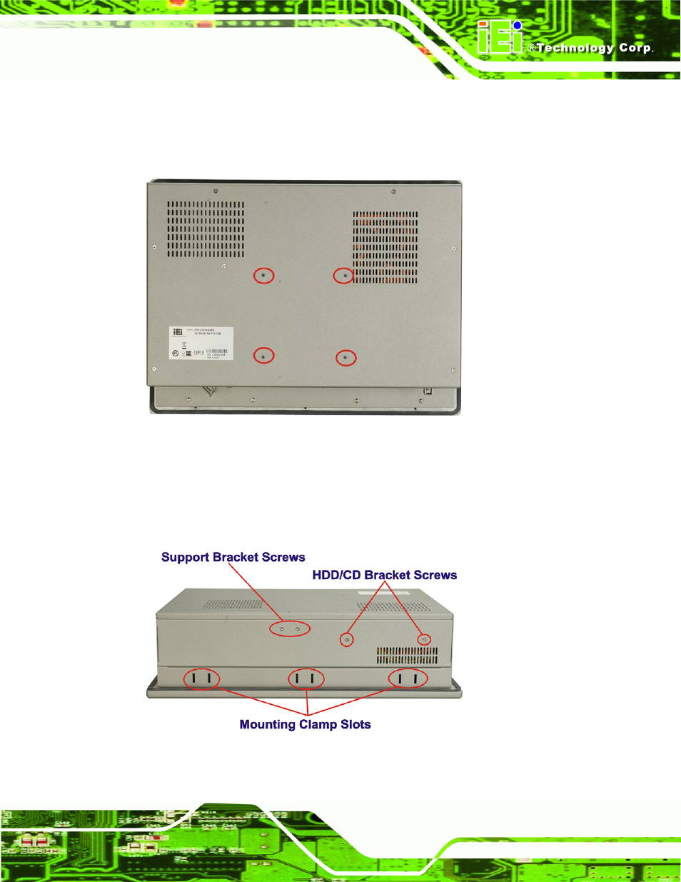 2 rear panel, 3 top panel, Figure 1-3: ppc-5xxx-9455 rear view | Figure 1-4: ppc-5xxx-9455 top view | IEI Integration PPC-5xxx-9455 v1.10 User Manual | Page 23 / 198