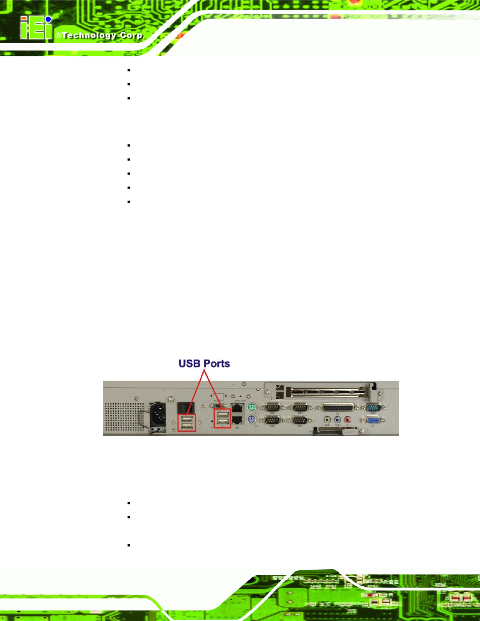 10 external device connectors, 1 usb 2.0 ports, Xternal | Evice, Onnectors, Figure 2-9: usb ports | IEI Integration PPC-5xxx-9455 v1.10 User Manual | Page 48 / 198
