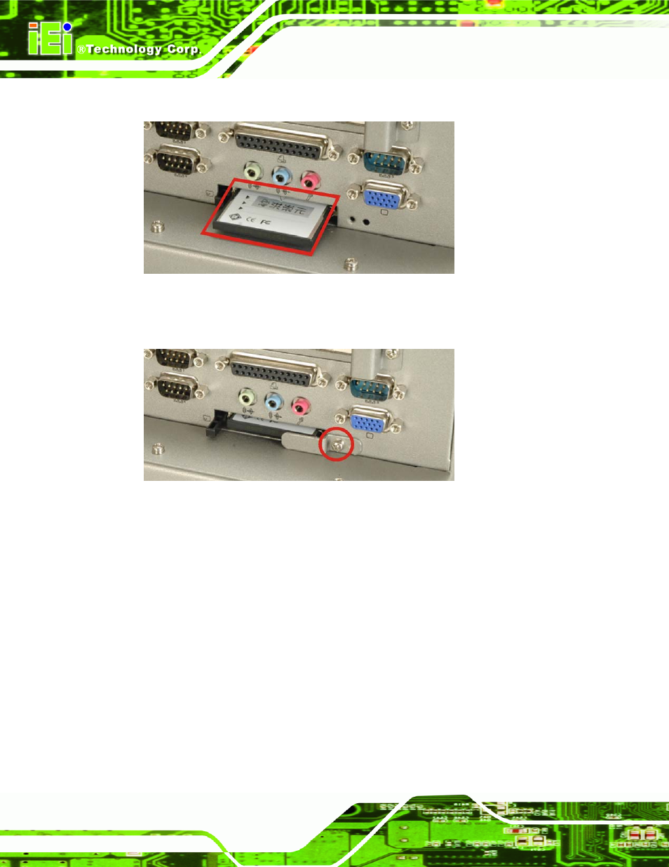3 cd drive installation, Figure 4-7: compactflash® slot, Figure 4-8: compactflash® cover plate | IEI Integration PPC-5xxx-9455 v1.10 User Manual | Page 70 / 198