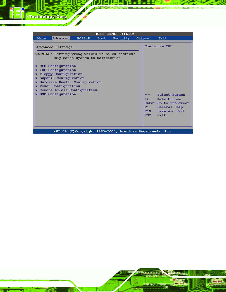 Bios menu 2: advanced, Nu ( bios menu 2 | IEI Integration PPC-5xxx-9455 v1.10 User Manual | Page 92 / 198