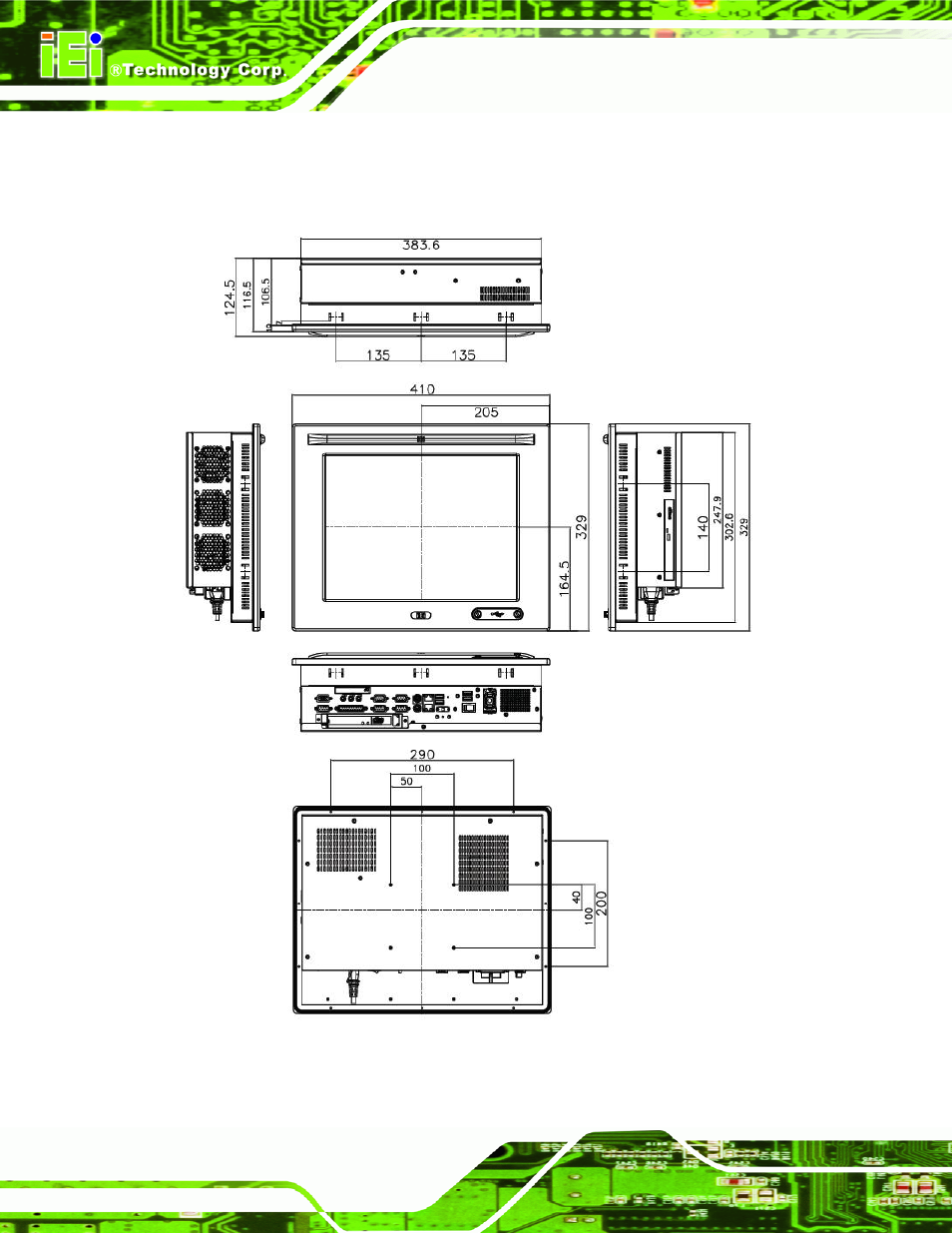 4 wids-515a-g41 dimensions, Figure 2-4: wids-515a-g41 dimensions (units in mm) | IEI Integration PPC-WIDS-51xxA-G41 User Manual | Page 32 / 152