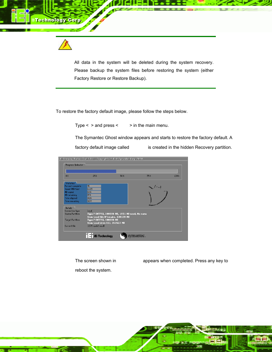 B.5.1 factory restore, Figure b-34: restore factory default | IEI Integration PPC-51xxA-H61 User Manual | Page 167 / 193