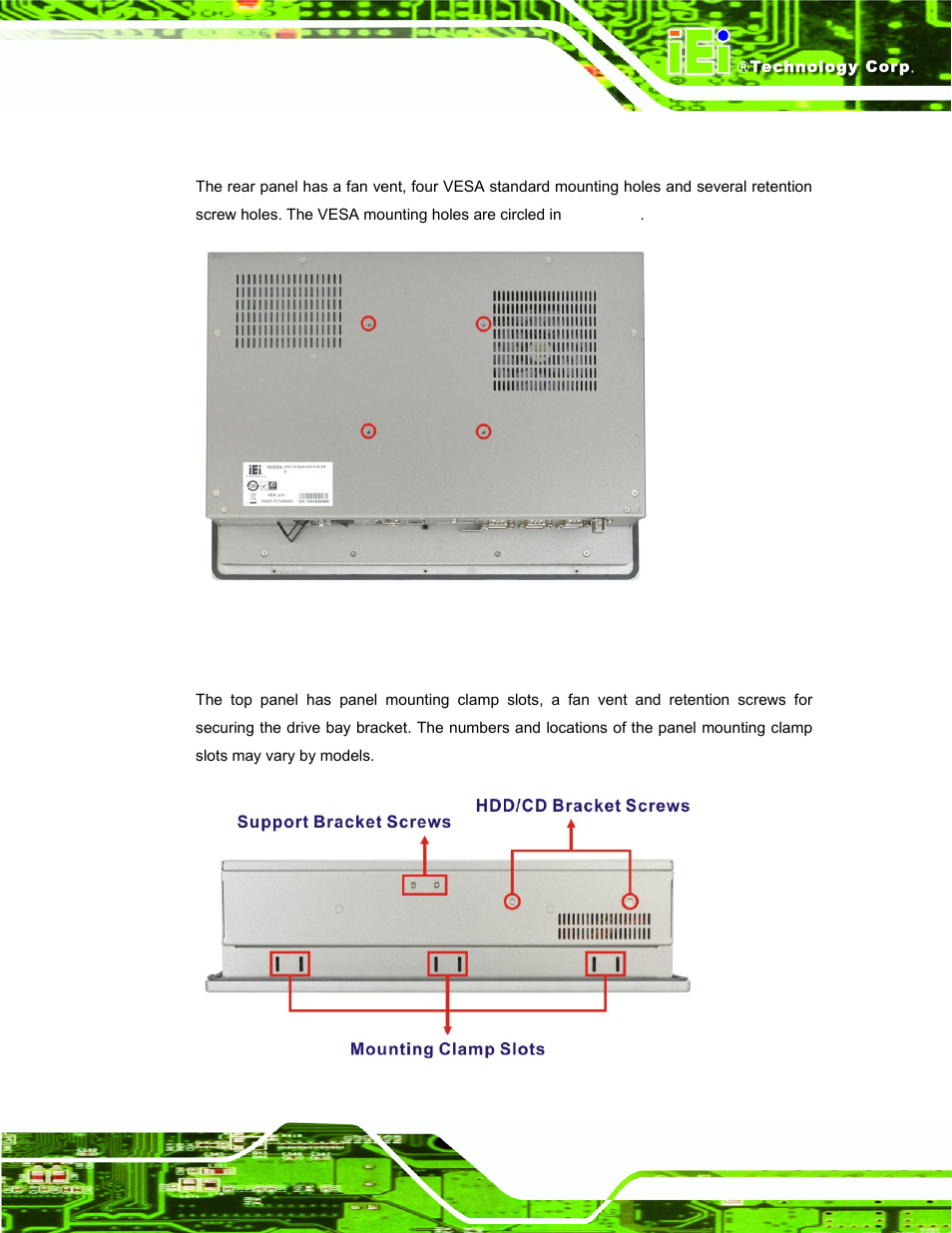 2 rear panel, 3 top panel, Figure 1-3: rear view | Figure 1-4: top view | IEI Integration PPC-51xxA-H61 User Manual | Page 20 / 193