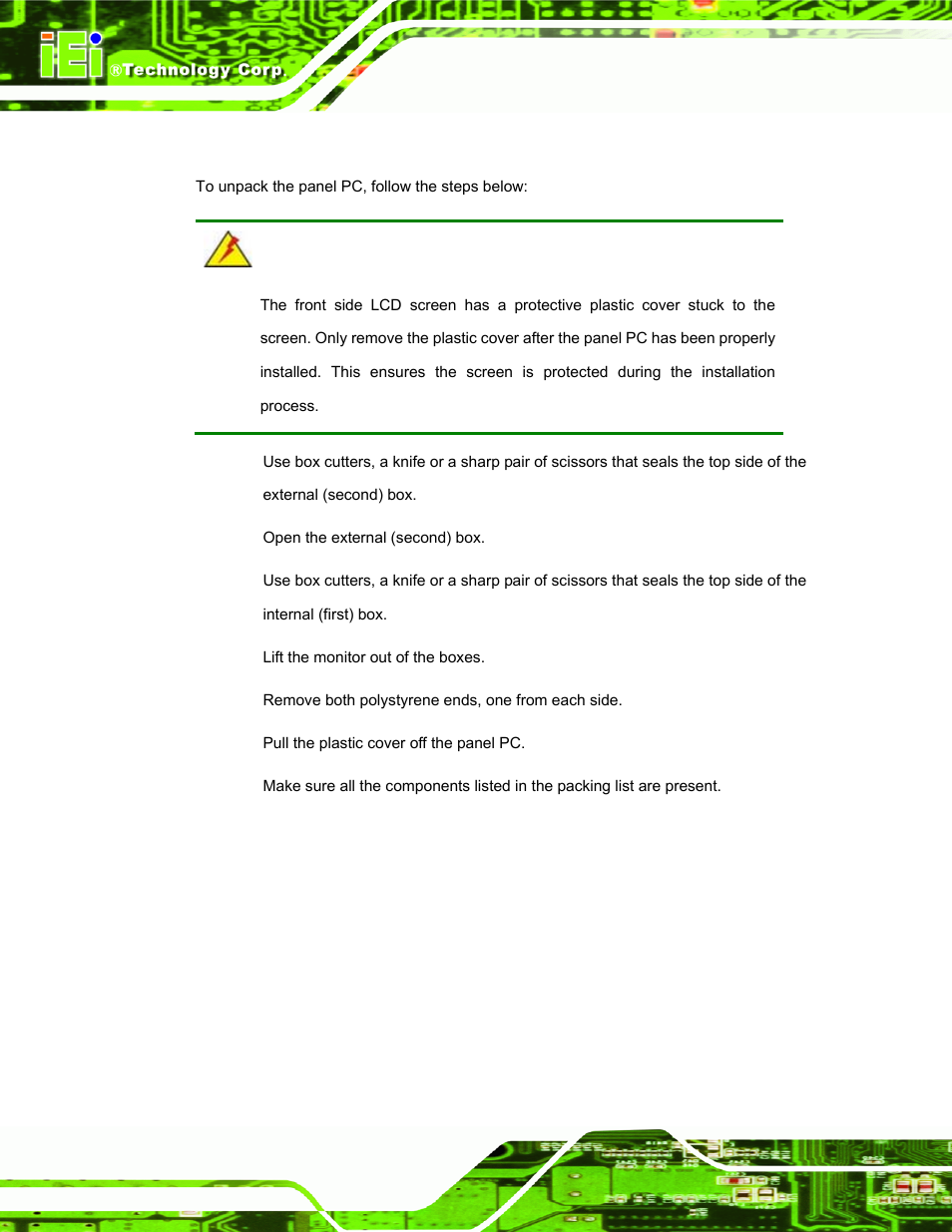 1 unpacking, Npacking | IEI Integration PPC-51xxA-H61 User Manual | Page 33 / 193