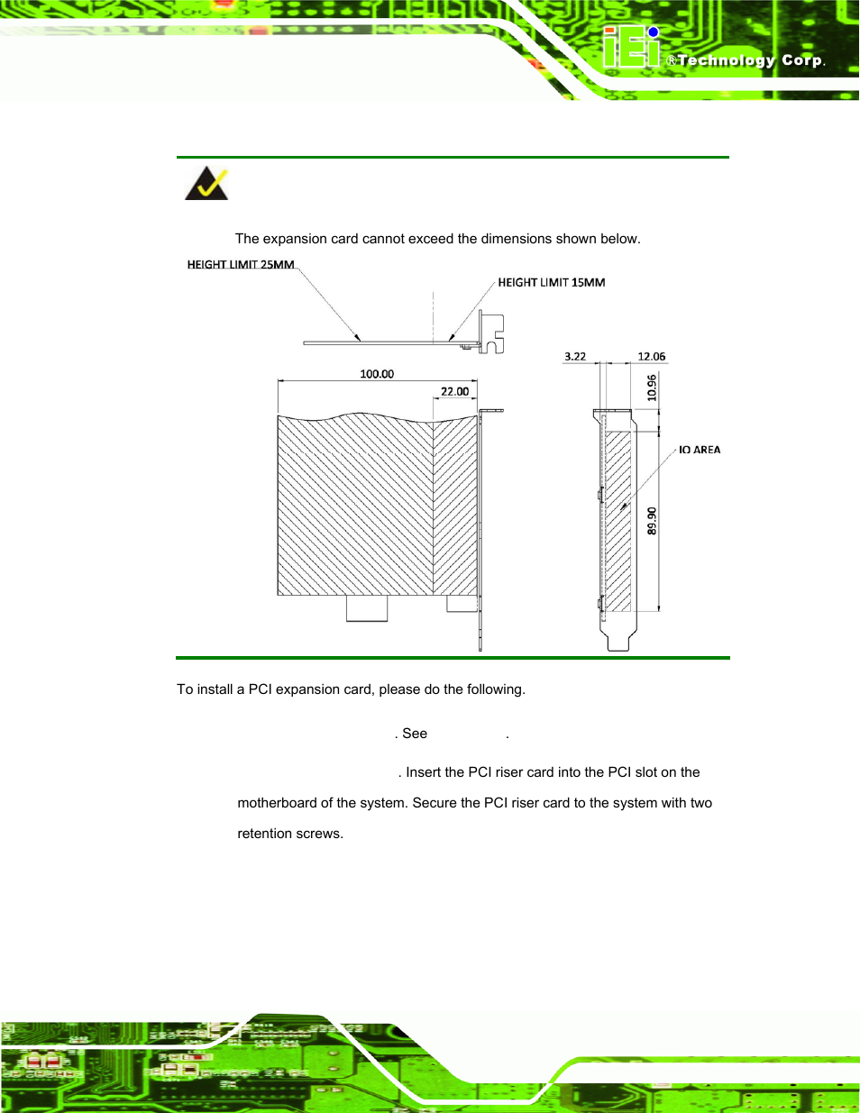 8 pci expansion card installation (optional), Xpansion, Nstallation | Ptional | IEI Integration PPC-51xxA-H61 User Manual | Page 52 / 193