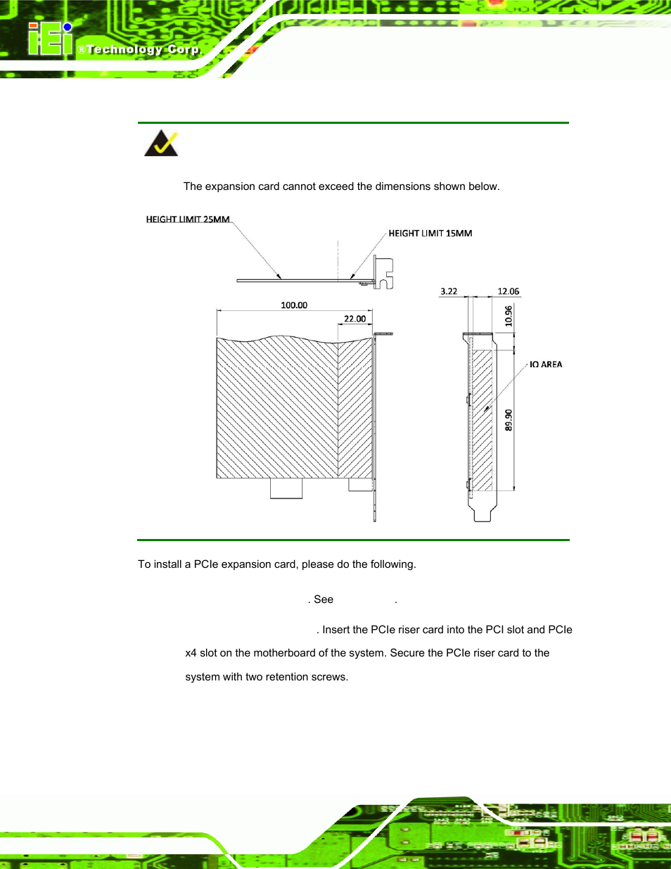 9 pcie expansion card installation (optional), Xpansion, Nstallation | Ptional | IEI Integration PPC-51xxA-H61 User Manual | Page 55 / 193