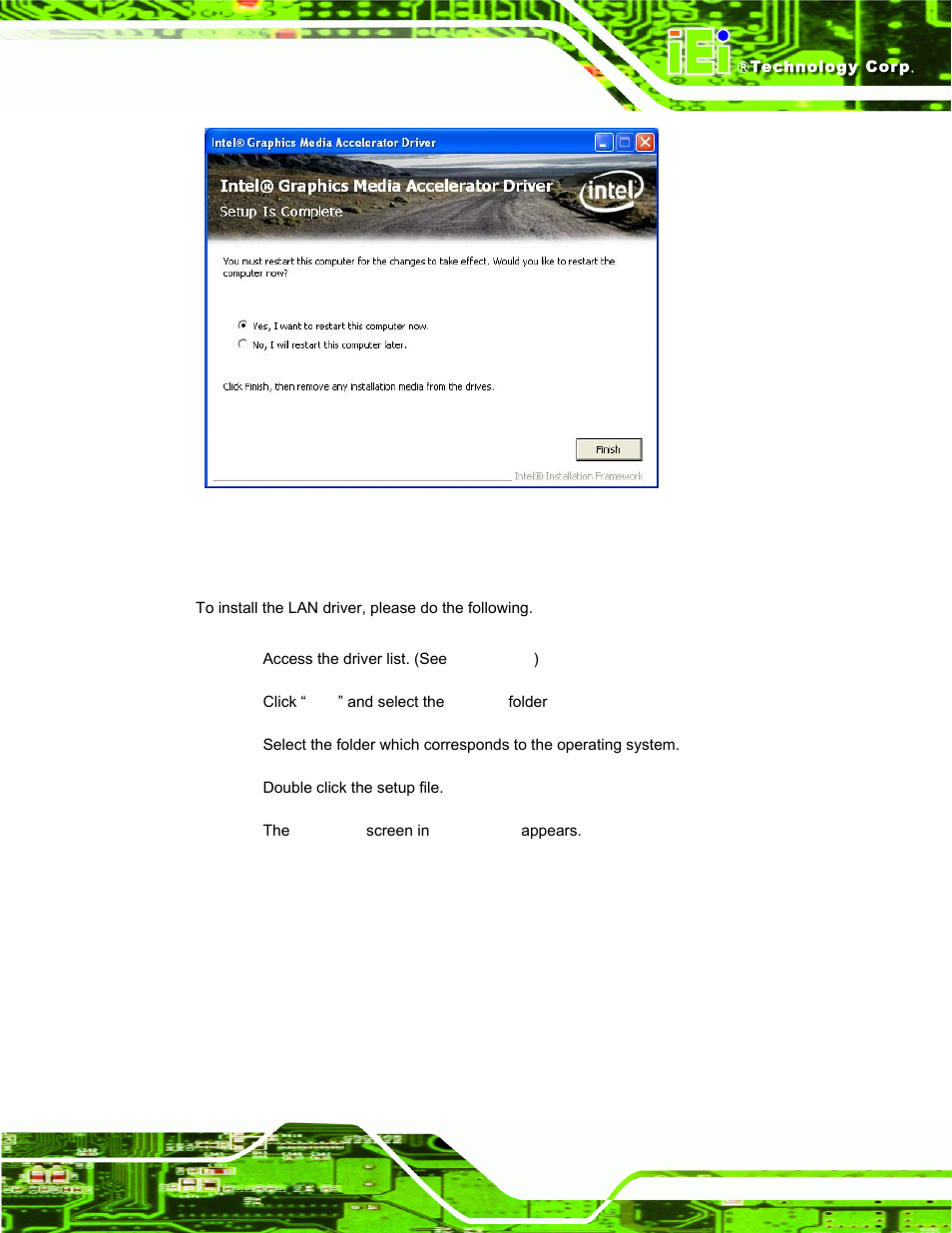 5 lan driver installation, River, Nstallation | Ppc-5152-d525 falt-bezel pan | IEI Integration PPC-5152-D525 v1.02 User Manual | Page 117 / 183