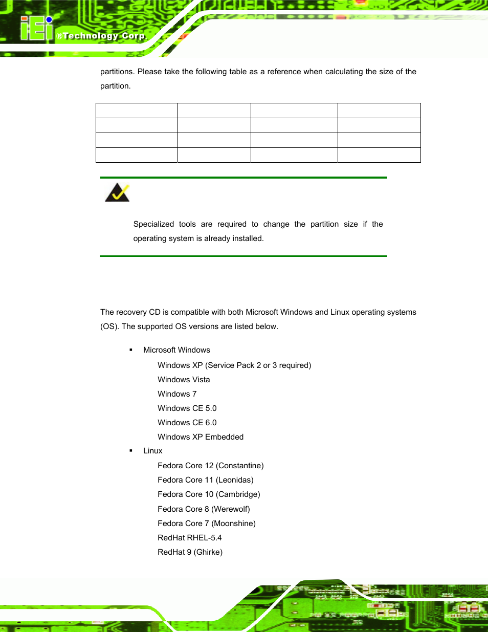 B.1.2 supported operating system | IEI Integration PPC-5152-D525 v1.02 User Manual | Page 134 / 183