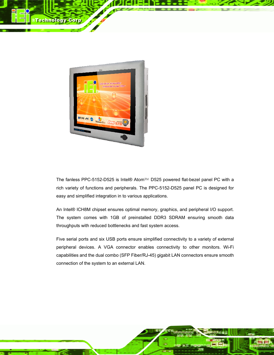1 overview, Verview, Figure 1-1: ppc-5152-d525 panel pc | IEI Integration PPC-5152-D525 v1.02 User Manual | Page 16 / 183