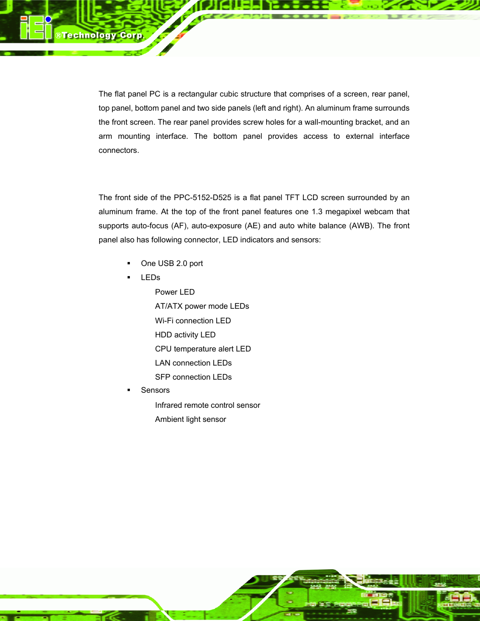 4 external overview, 1 front panel, Xternal | Verview | IEI Integration PPC-5152-D525 v1.02 User Manual | Page 18 / 183