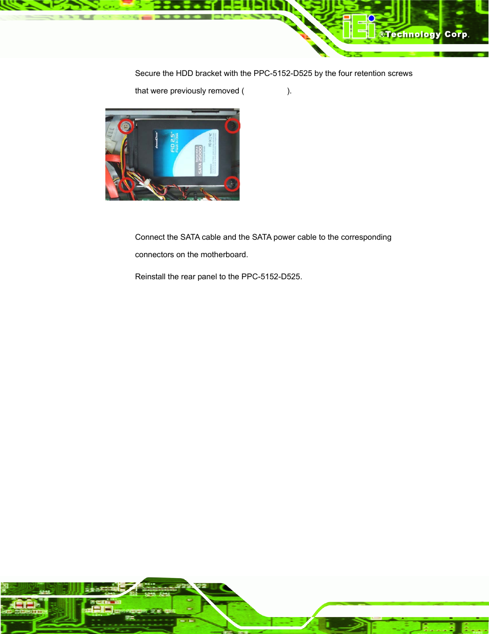 Figure 3-10: hdd bracket installation | IEI Integration PPC-5152-D525 v1.02 User Manual | Page 41 / 183