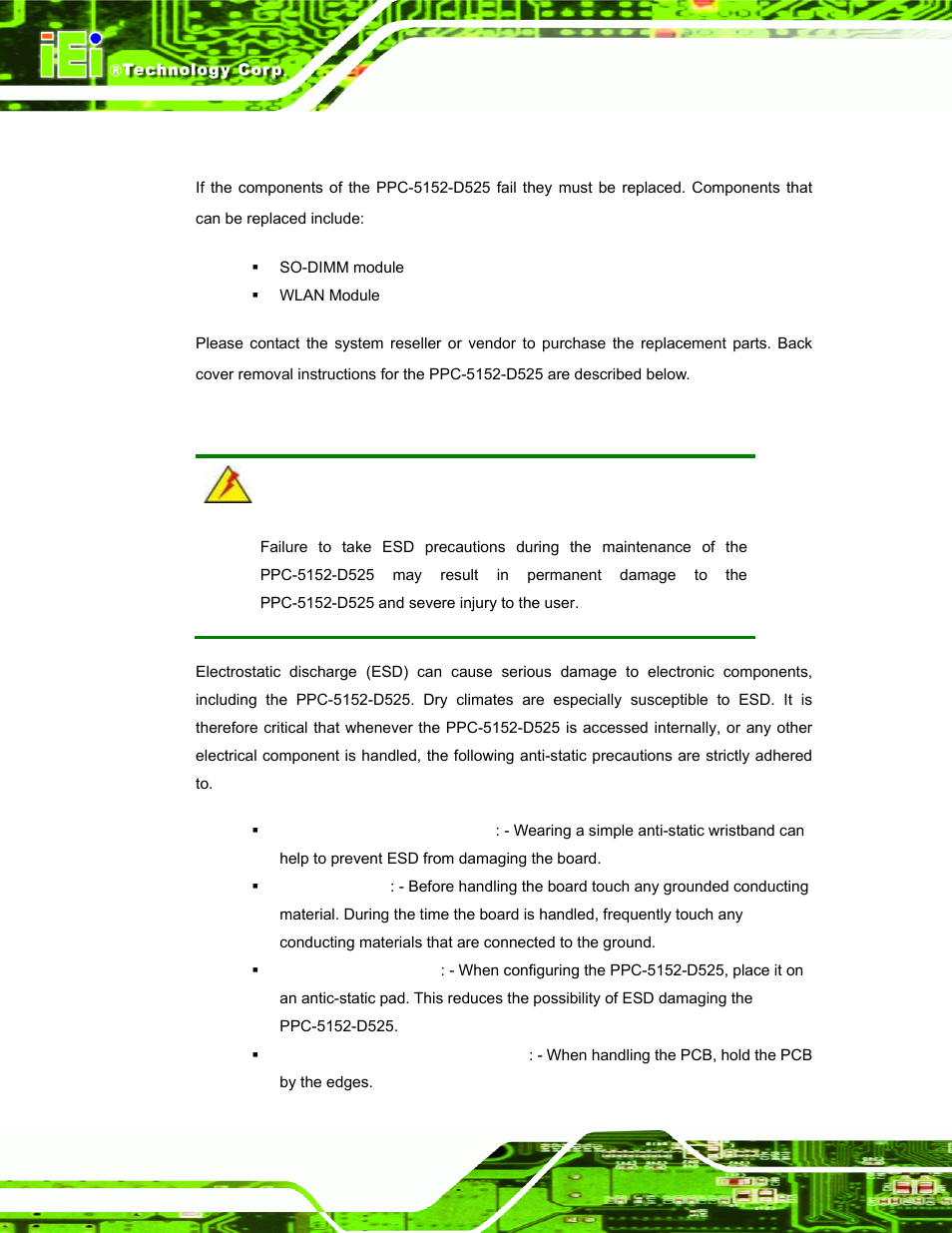 1 system maintenance introduction, 2 anti-static precautions, Ystem | Aintenance, Ntroduction, Static, Recautions, Figure 3-34, Figure 3-34: serial devic, Table 3-5 | IEI Integration PPC-5152-D525 v1.02 User Manual | Page 72 / 183