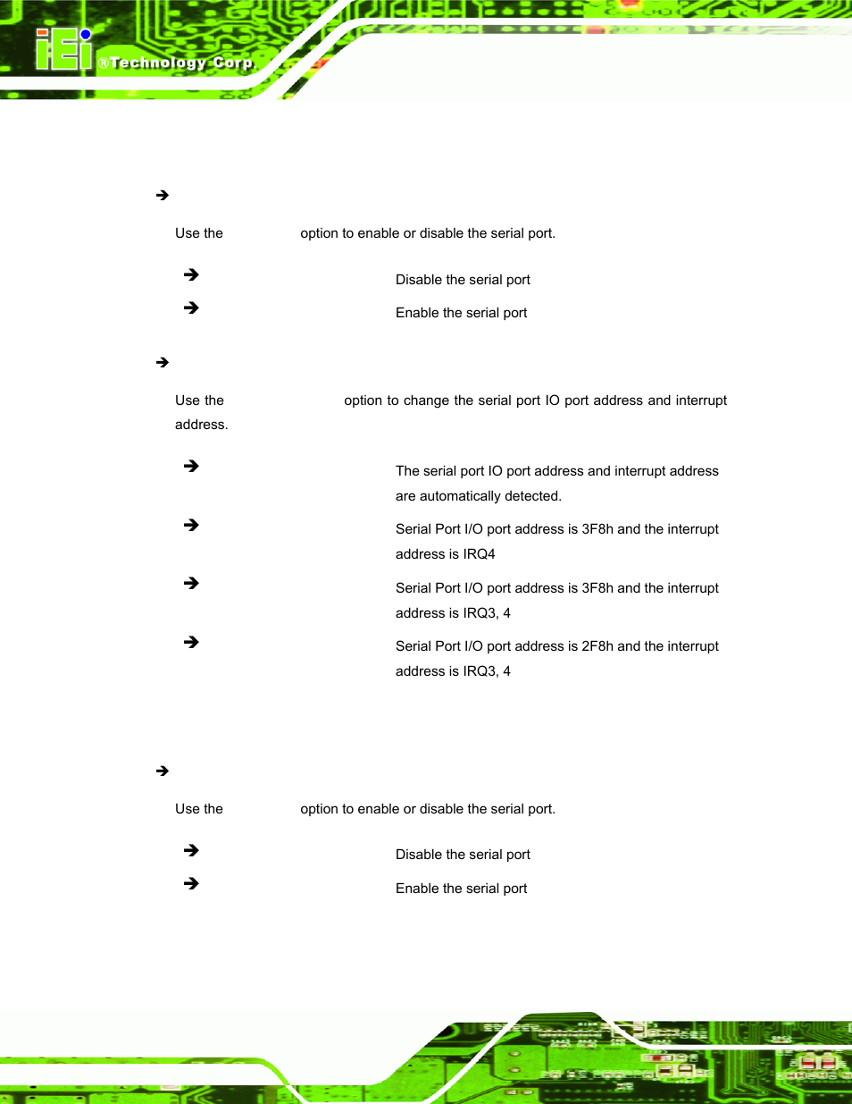1 serial port 1 configuration, 2 serial port 2 configuration | IEI Integration PPC-5152-D525 v1.02 User Manual | Page 90 / 183