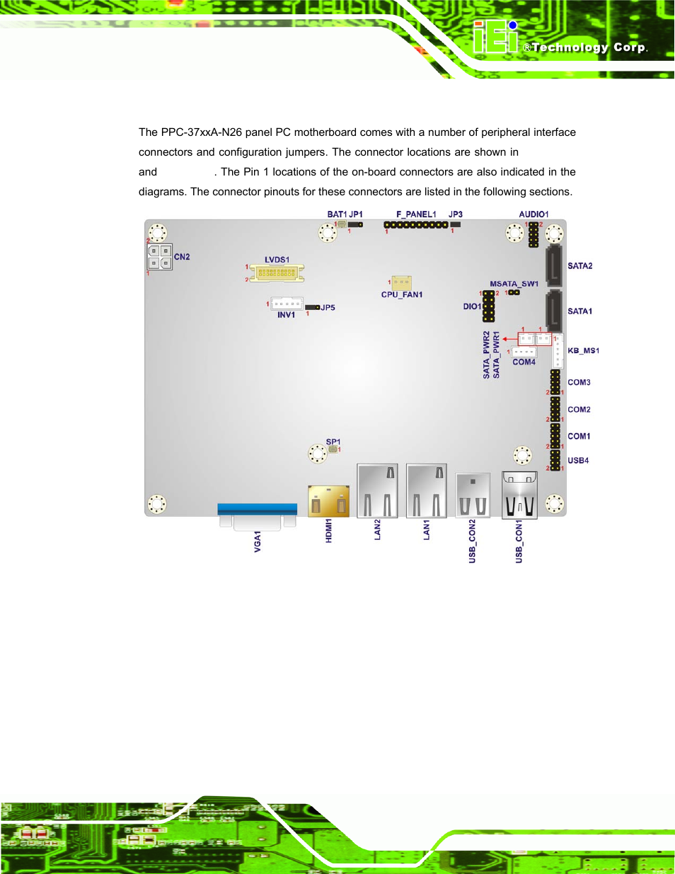 1 peripheral interface connectors, Eripheral, Nterface | Onnectors, Figure 7-1: main board layout diagram (front side) | IEI Integration PPC-37xxA-N26 v1.00 User Manual | Page 137 / 203