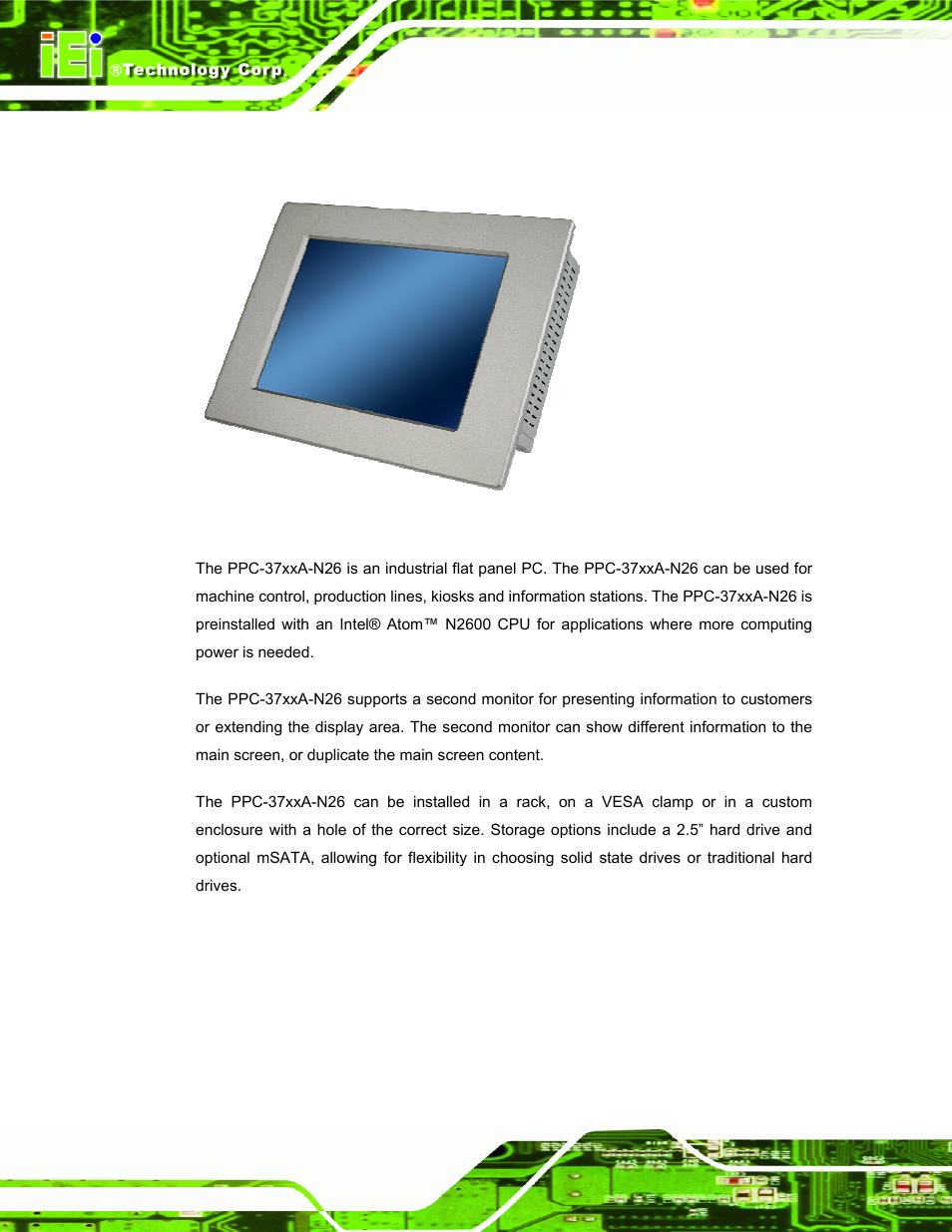 1 overview, Verview, Figure 1-1: ppc-37xxa-n26 panel pc | IEI Integration PPC-37xxA-N26 v1.00 User Manual | Page 18 / 203