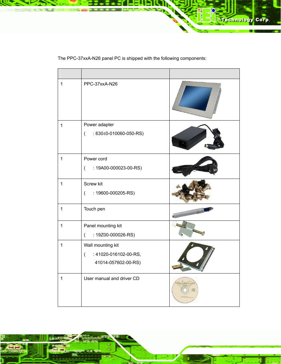 2 packing list, Acking | IEI Integration PPC-37xxA-N26 v1.00 User Manual | Page 31 / 203