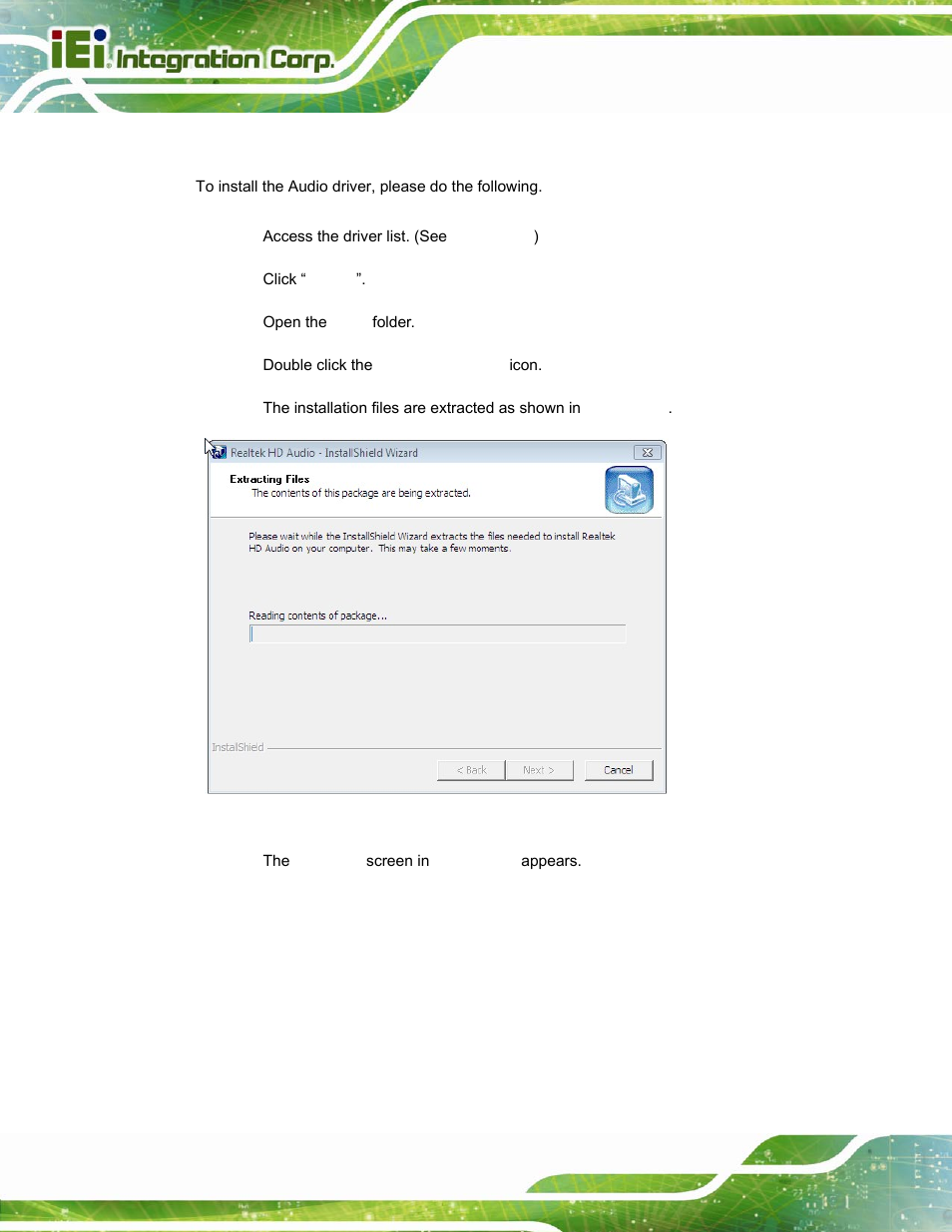 6 audio driver installation, Udio, River | Nstallation, Figure 3-46, Figure 3-46: vga connec | IEI Integration PPC-37xxA-N26 v1.10 User Manual | Page 118 / 200