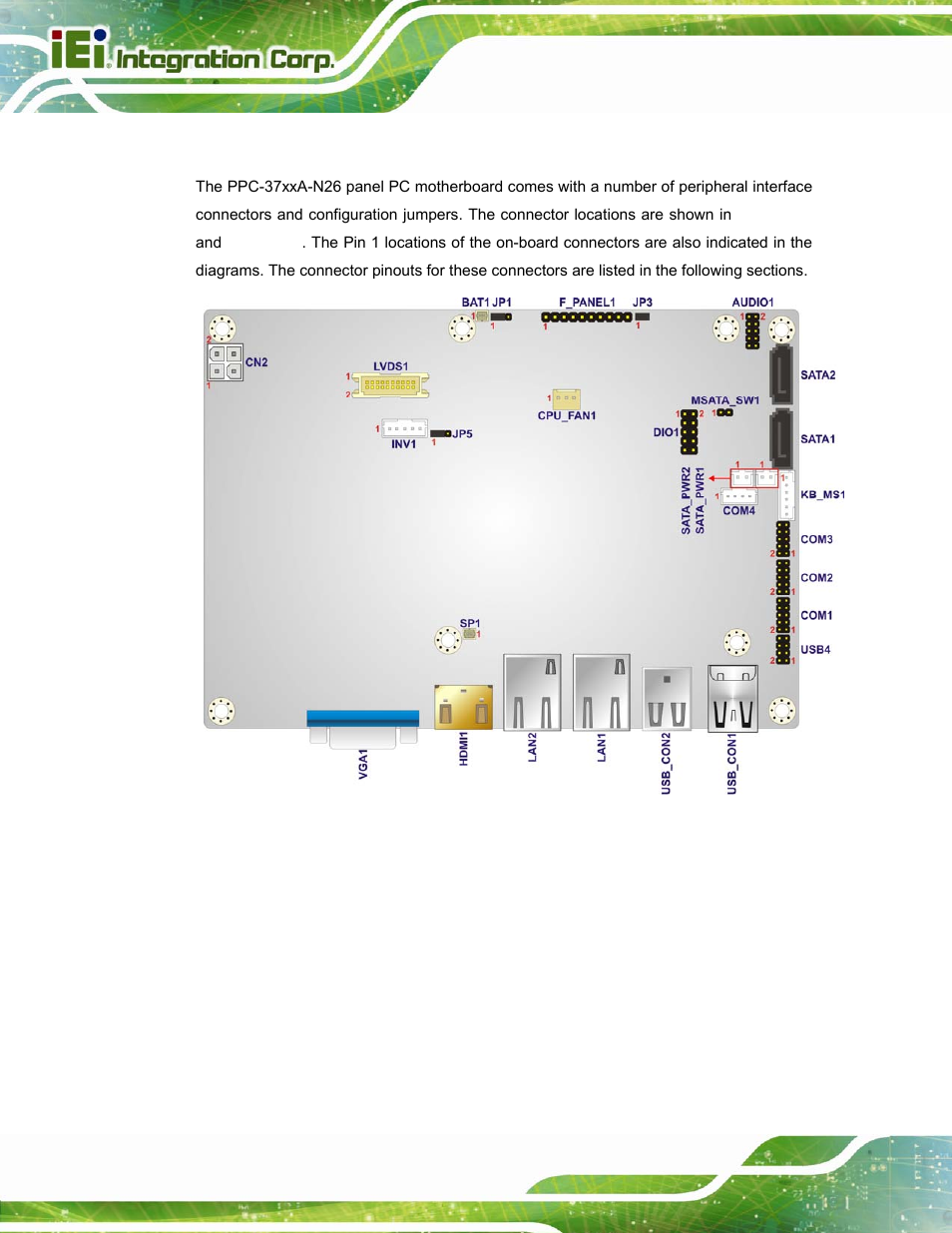 1 peripheral interface connectors, Eripheral, Nterface | Onnectors, Figure 7-1: main board layout diagram (front side) | IEI Integration PPC-37xxA-N26 v1.10 User Manual | Page 134 / 200