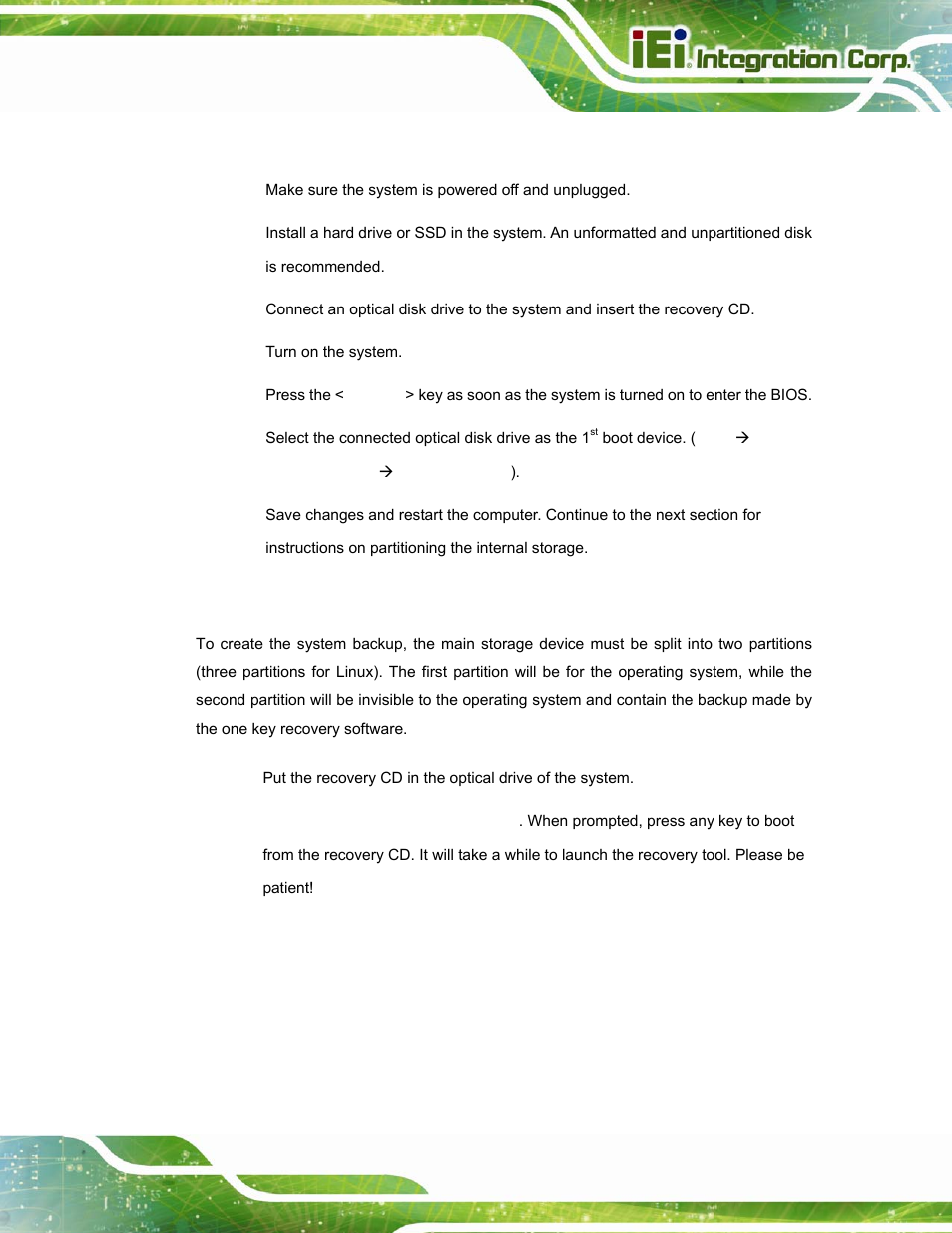 B.2.1 hardware and bios setup, B.2.2 create partitions | IEI Integration PPC-37xxA-N26 v1.10 User Manual | Page 153 / 200