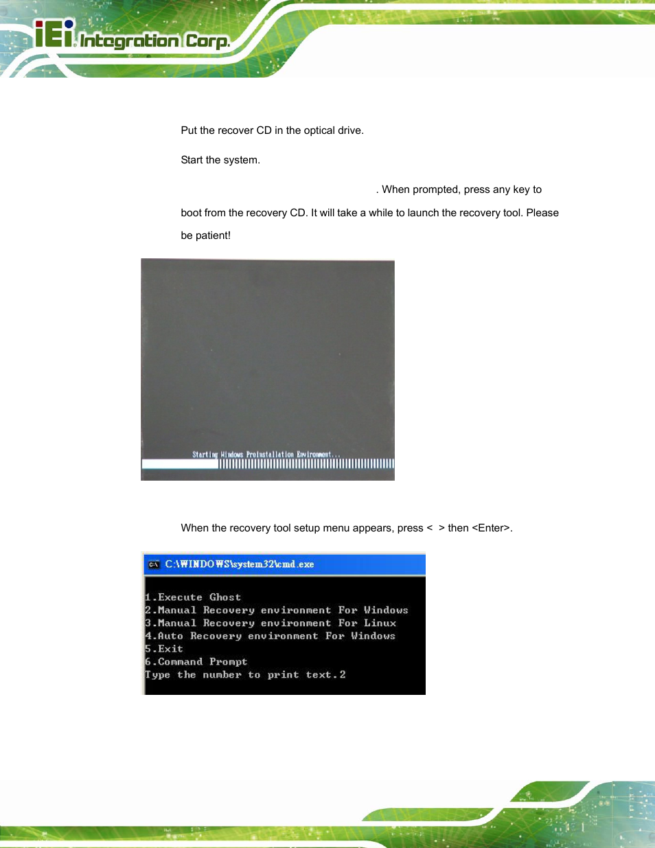 B.2.4 building the recovery partition, Figure b-6: launching the recovery tool | IEI Integration PPC-37xxA-N26 v1.10 User Manual | Page 158 / 200