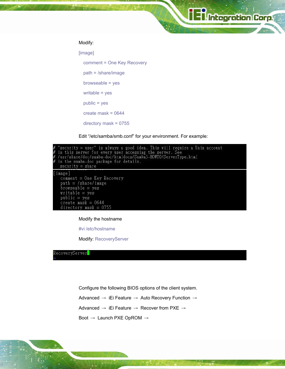 B.6.6 setup a client system for auto recovery | IEI Integration PPC-37xxA-N26 v1.10 User Manual | Page 183 / 200